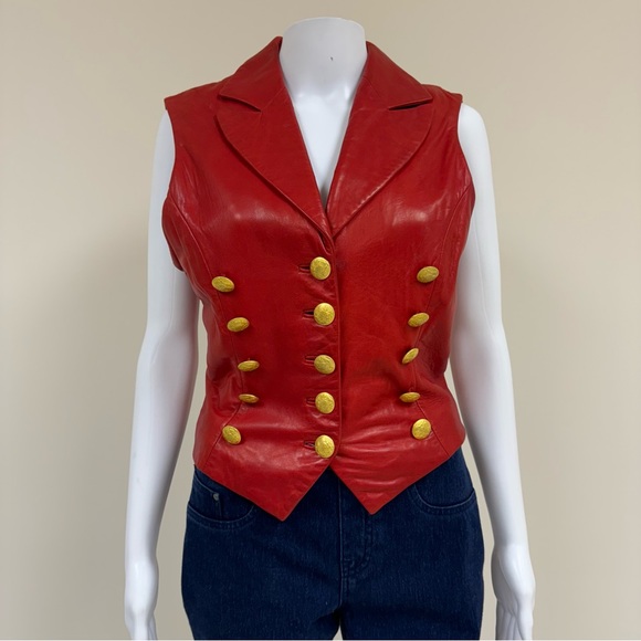 Andrew Marc Jackets & Blazers - Andrew Marc Genuine Butter leather Red vest M military